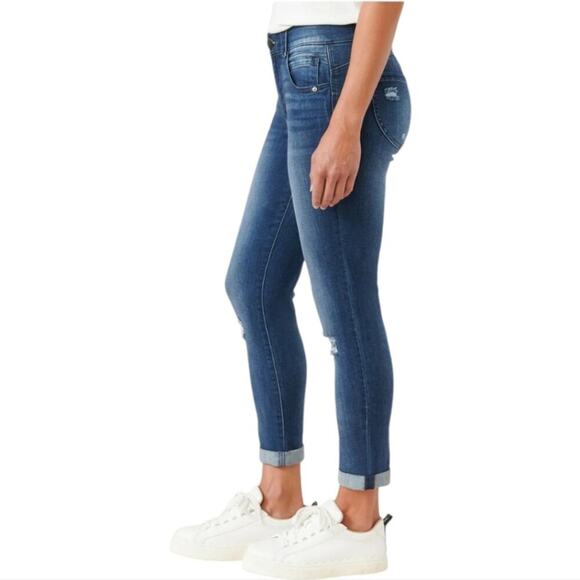 Democracy "Ab"solution® Blue Ankle Skimmer Distressed‎ Jean Plus Size 24 W New - Picture 2 of 15